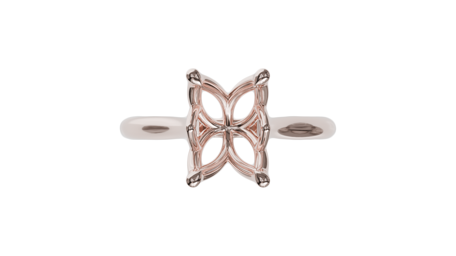 lotus setting engagement ring with pear in 18ct rose gold.