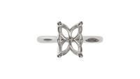 lotus setting engagement ring with pear in 18ct white gold.