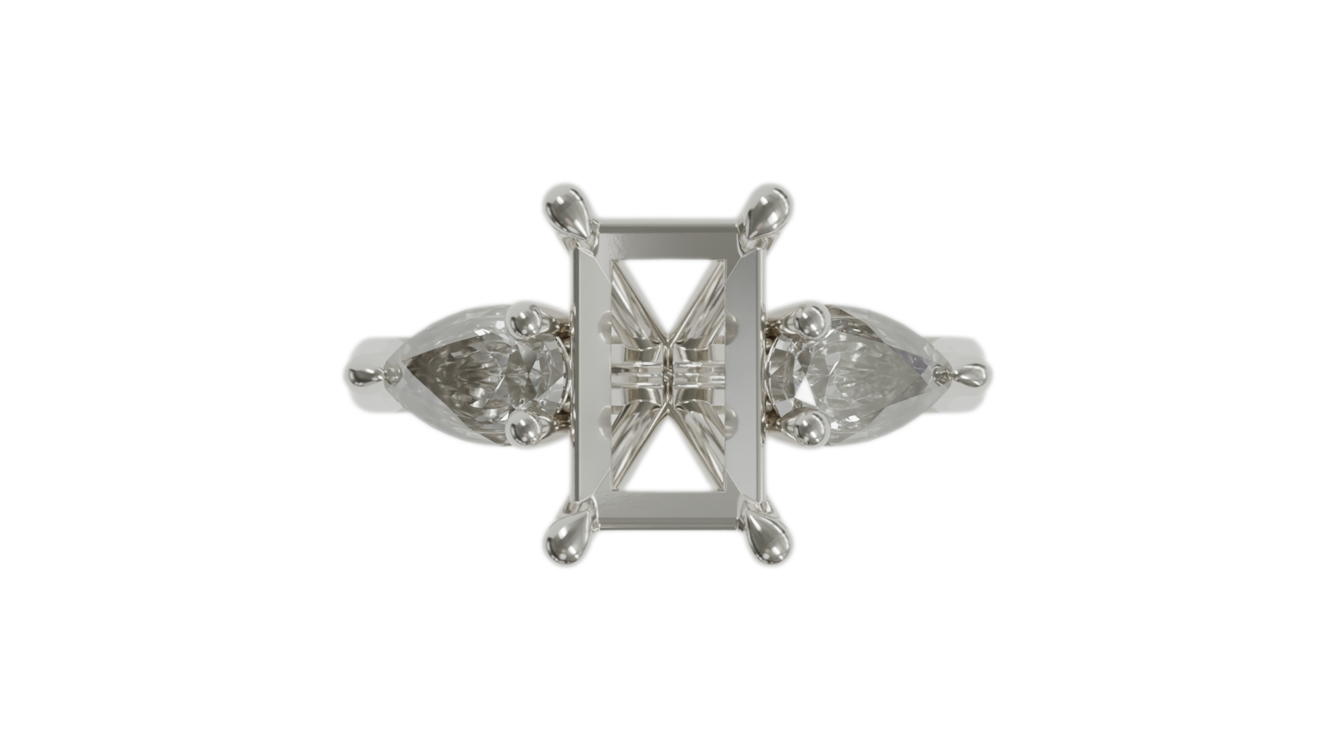 18 CARAT WHITE GOLD sapphire engagement ring with pear cut diamonds in 18ct white gold